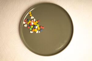 colorful stones and plates
