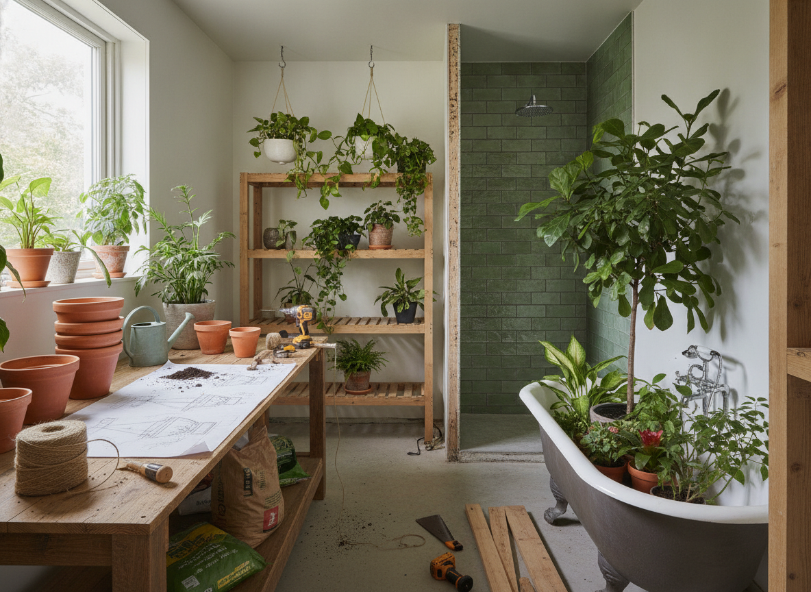 Zo bouw je je badkamer om tot een groene plantrijke oase
